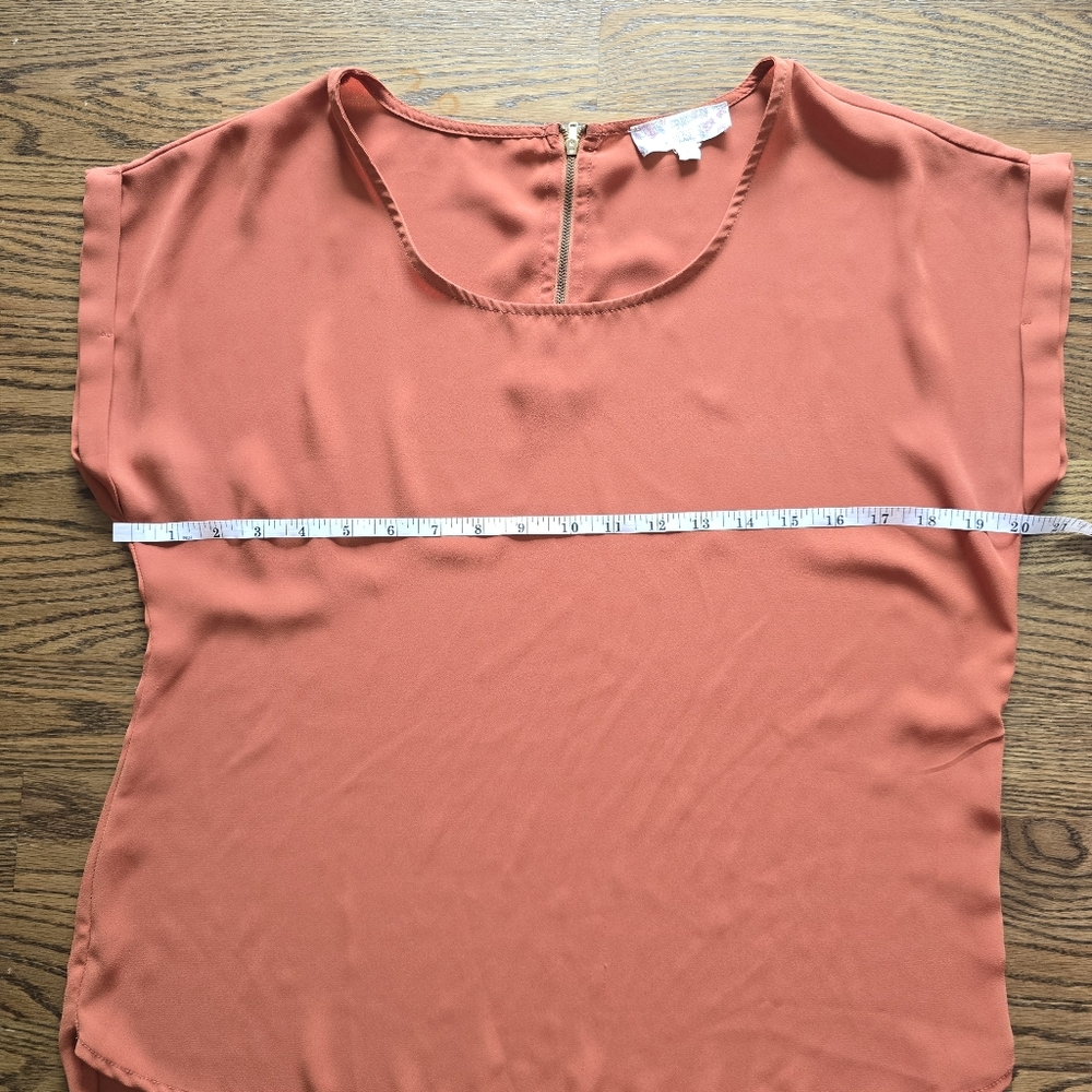 Pink Rose Orange Blouse with Peter Pan Collar